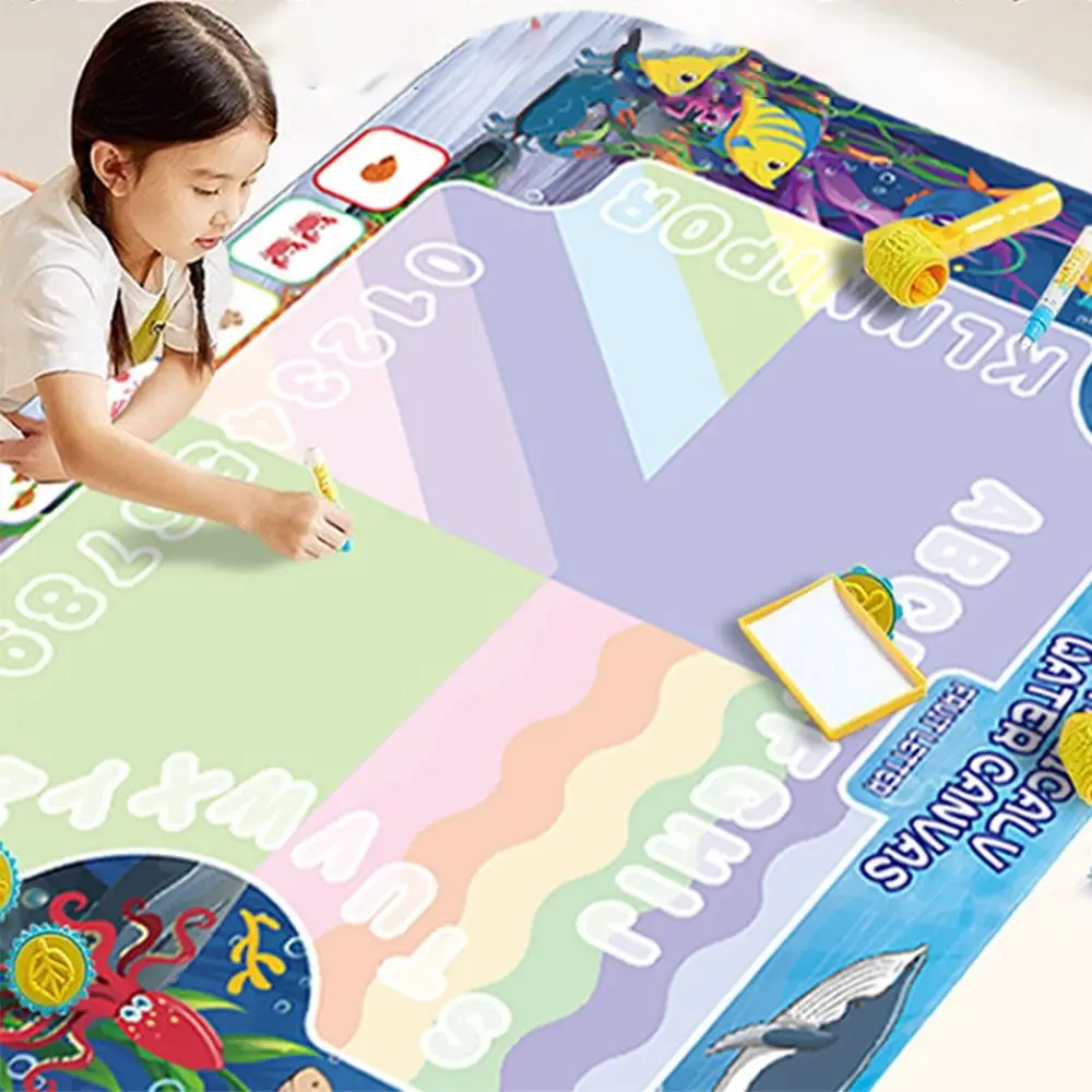 Creative Cartoon Water Doodle Mat 80*60cm Montessori Graffiti Blanket Multicolor Early Learning Water Painting Canvas Toy