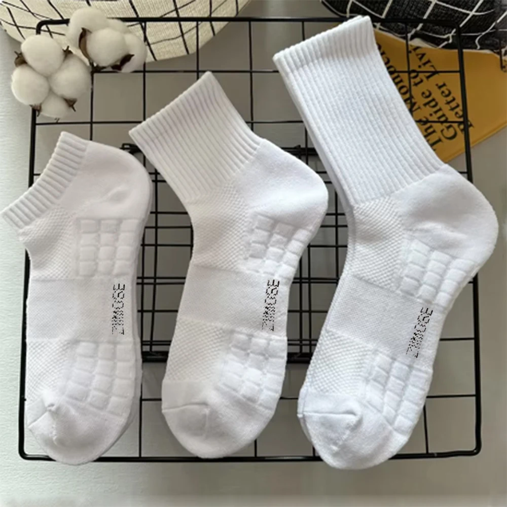 1-3Pairs Men Sport Socks Cotton Towel Bottom Socks Breathable Deodorant Professional Basketball Soccer Long Short Boat Socks