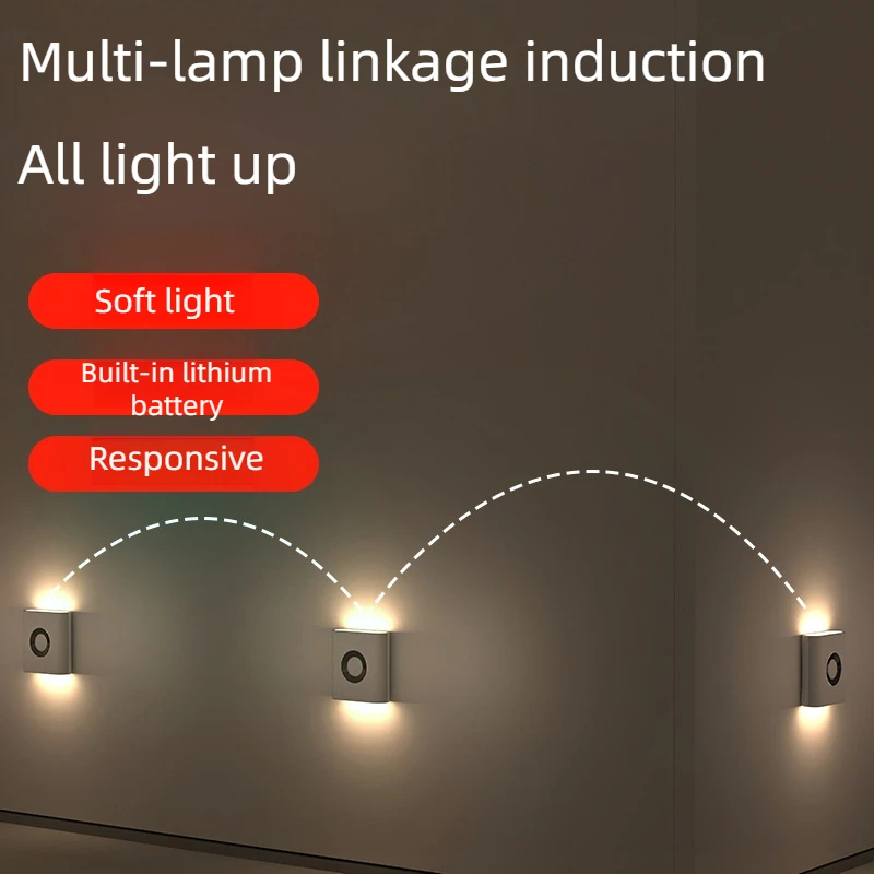 Intelligent Motion Light-Controlled Sensor Wall Lamp - 500Mah Usb-C Fast Charging, 3 Brightness Adjustable, Multi-Device Link, Suitable for Indoor/Outdoor Safety Lighting