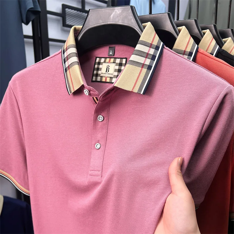 Luxury Brand Man Short-Sleeved Polo Shirt Lapel Button Spring Hot Polo Shirt Business Casual Clean Wrinkle-Resistant Men's Wear