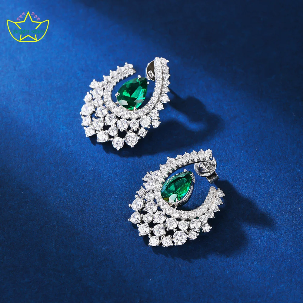 Bright Stars 925 sterling silver earrings Women's Ice flower earrings light luxury style earrings drop high sense earrings