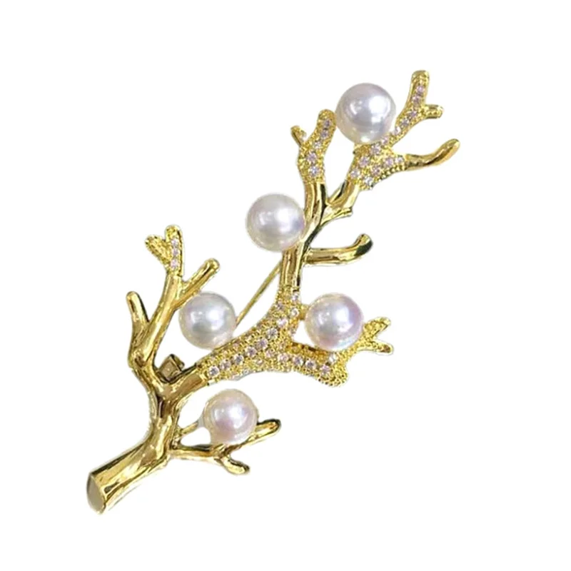 Broche de árbol frutal con diamantes brillantes para mujer y niña, ramillete elegante, alfileres versátiles, accesorios de ropa, regalos