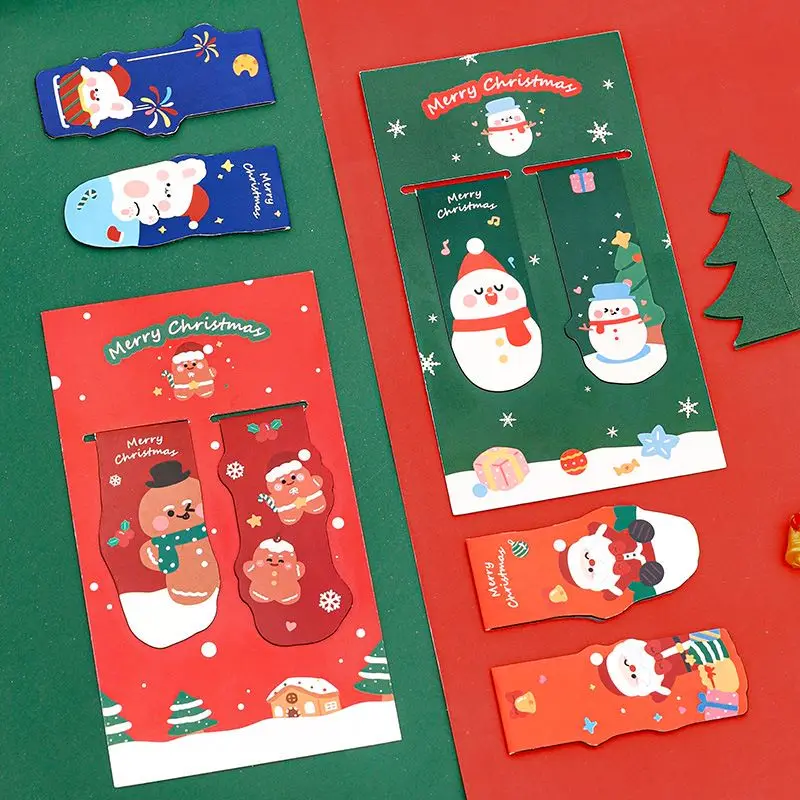 8PCS/set Christmas Magnetic Bookmarks Cartoon Snowman kawaii Santa Kids Child Cute Stationery Festival Gifts Bookmark for Book