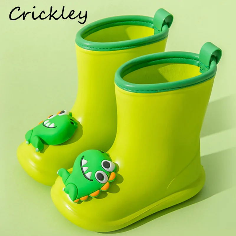 3D Cartoon Boys Girls Rain Boots Dinosaur Rabbit Children Water Shoes EVA Soft Waterproof Non Slip Toddler Kids Short Rainboots