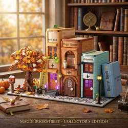 1488PCS Creative Expert City Street View MOC Magic Bookshelf Bookends House Home Model Building Blocks Brick Puzzle Toys for Kid