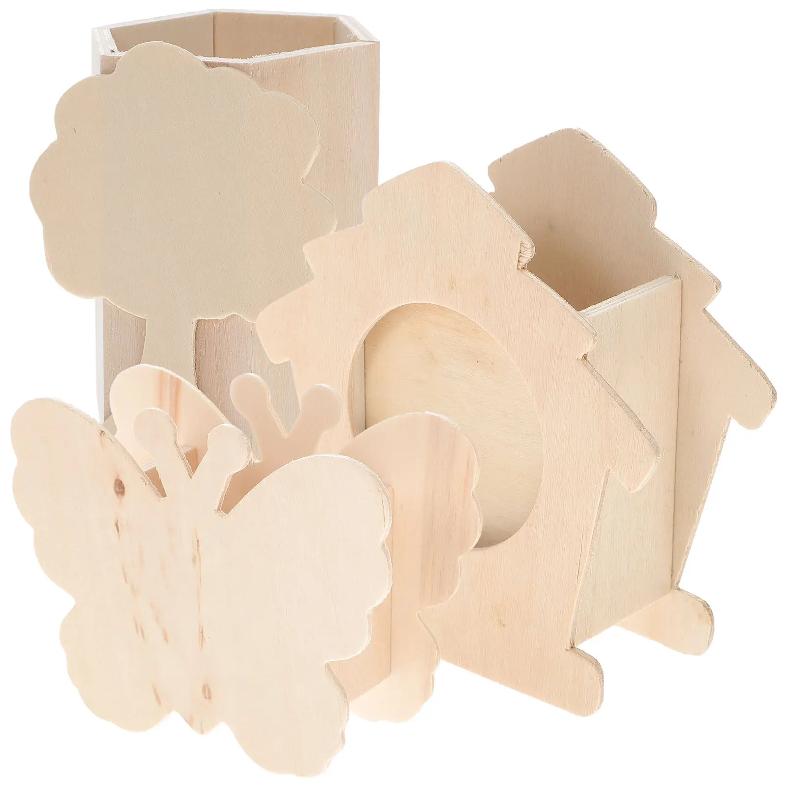 

Набор из 3 прочных деревянных подставок для ручек с милым мультяшным дизайном, очаровательный органайзер для ручек для дома, офиса, школы, декоративный, большой вместимости