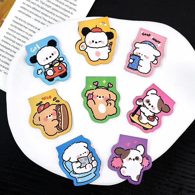 8PCS/SET kawaii Cartoon Animals Magnetic Bookmarks Cute Books Magnet Mark Puppy Book Accessories for Children School Supplies