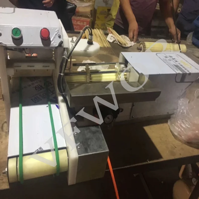 Commercial Automatic Lamb Skewer Machine Pneumatic Drive Uniform Neat Meat String Effect