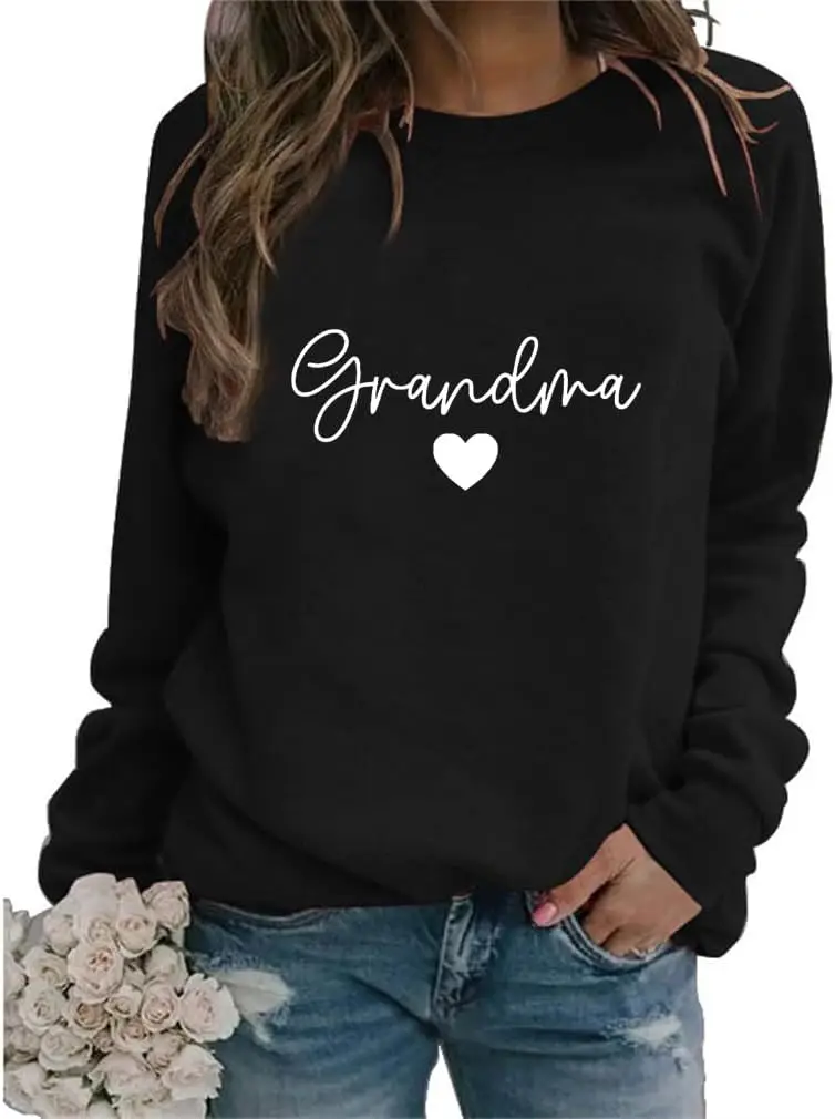 

FASHGL Merry Sweatshirt Women Christmas Glitter Patch Merry Shirt Merry Letter Print Long Sleeve Overzise Pullover Tops