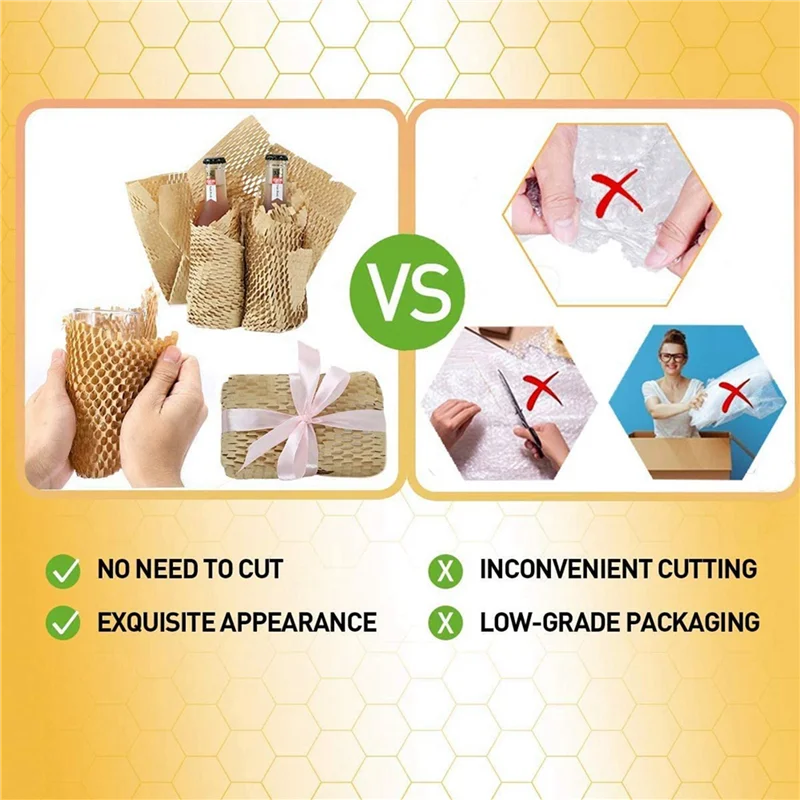 3 Roll Recycled Packing Paper 12Inch X 33FT Eco Honeycomb Paper For Moving Packaging Wrap Recyclable Cushion Material