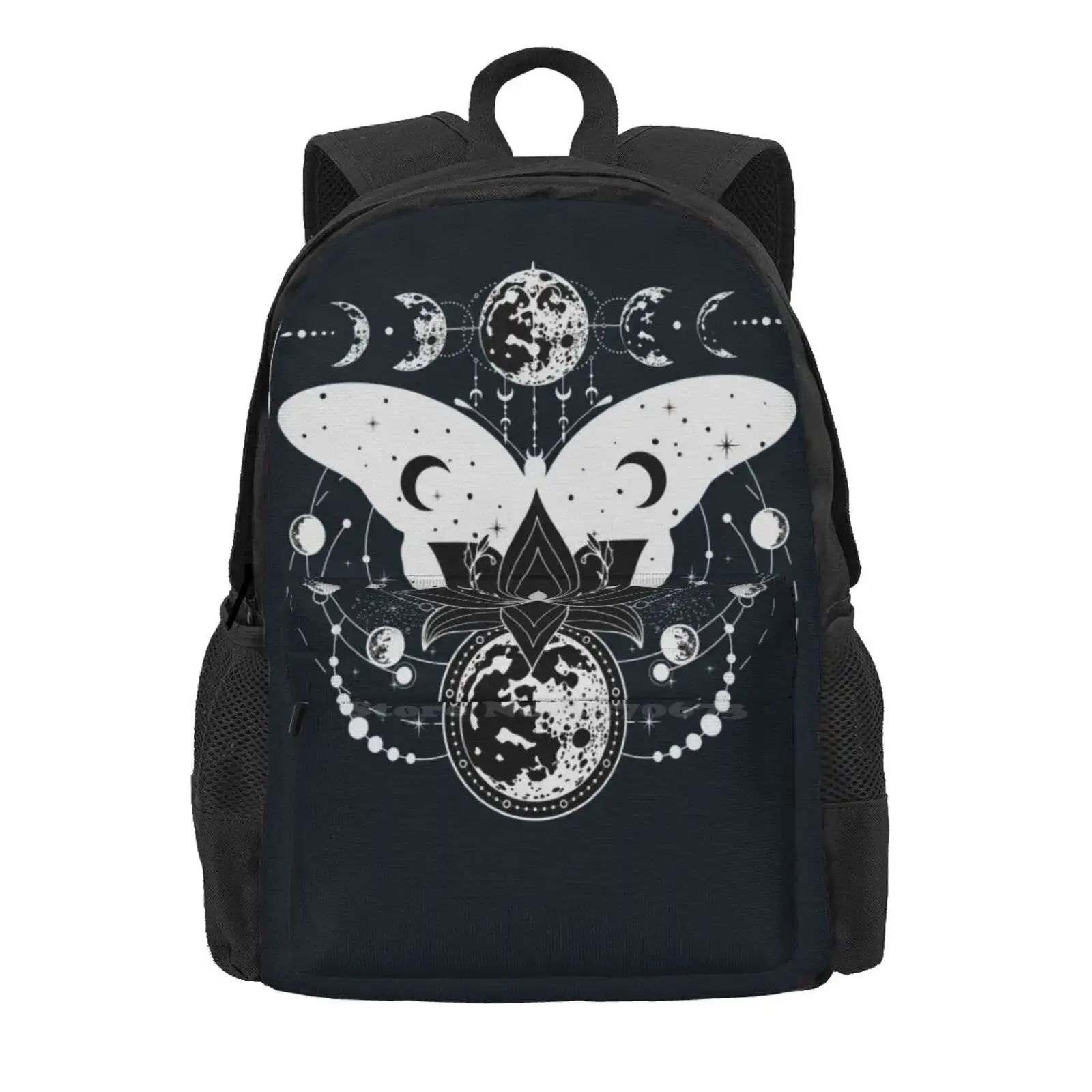 Mochila con diseño de flor de loto y mariposa para estudiantes, morral de simetría sagrada, geométrico y místico, Unisex, recién llegados