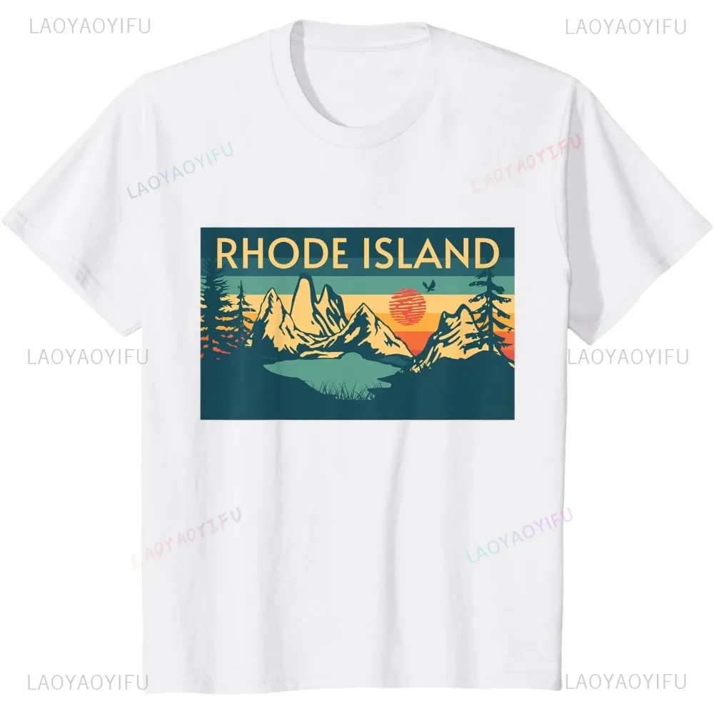 Vintage Rhode Island Graphic Printed Man T-Shirt Casual Fashion Loose Hip Hop Women Tshirt Streetwear Short Sleeve Y2k Tees