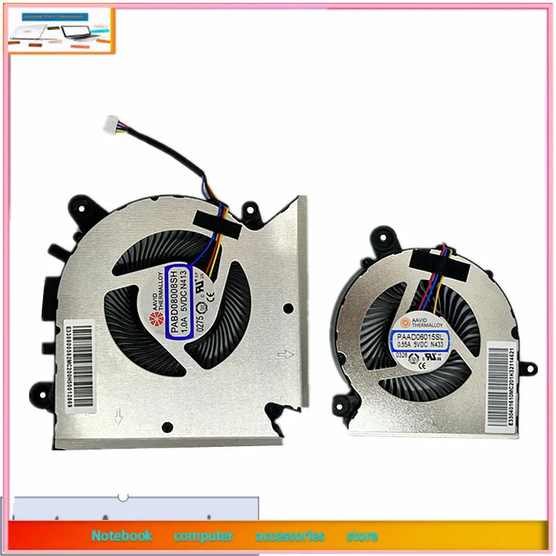 Nuevo para MSI GF63 GF65 GF65 Thin 10SD 10SDR 10SE 10SER 9SD 9SE 9SEX 9SEXR ventilador de refrigeración PABD08008SH-N413 PAAD06015SL N433