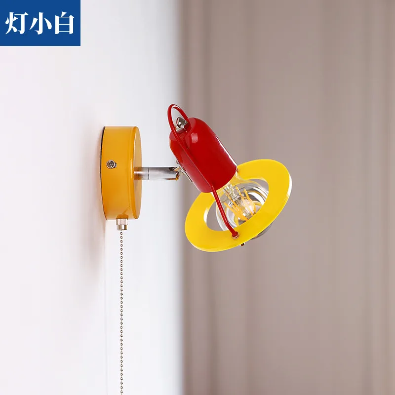 Wireless charging wall lamp color Memphis Nordic children's fun bedroom bedside lamp study children's room decorative lamp
