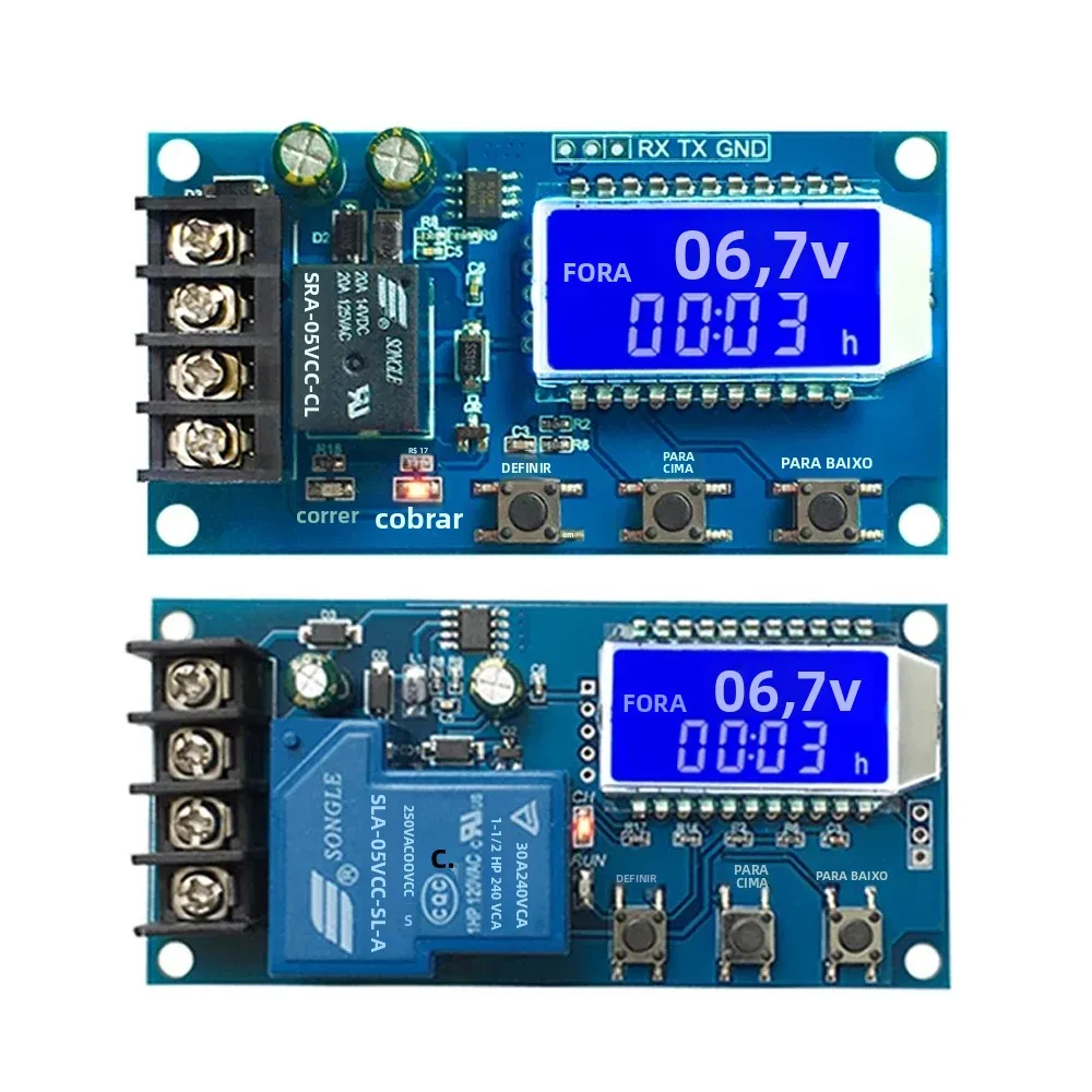 Módulo de carregador de bateria de lítio chumbo-ácido 6-60v 10a 30a display lcd controle placa de proteção contra sobrecarga carregamento automático 12/24v