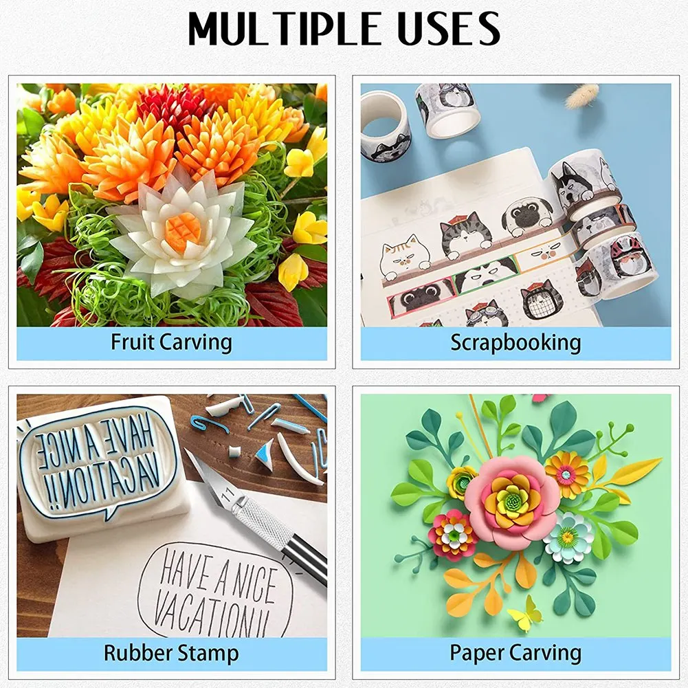 Juego de cuchillos de precisión con cuchillas, regla, juego de cuchillos artesanales para tallado de obras de arte DIY, 64 piezas