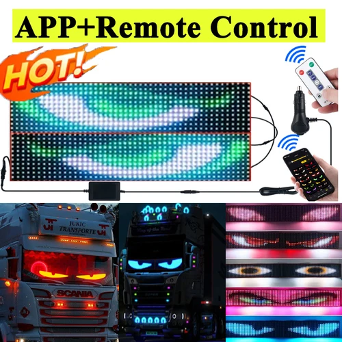 Nuevo Panel de luz LED de píxeles para coche y camión con Control por aplicación grande, iluminación plegable suave con ojo de diablo, patrón de texto personalizado para parabrisas de tablero