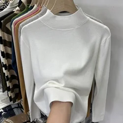 Basic Turtleneck Sweaters Women Gloves Black Slim Pullover Knitted Bottoming Shirt Long-Sleeved Top Jumper Soft Warm