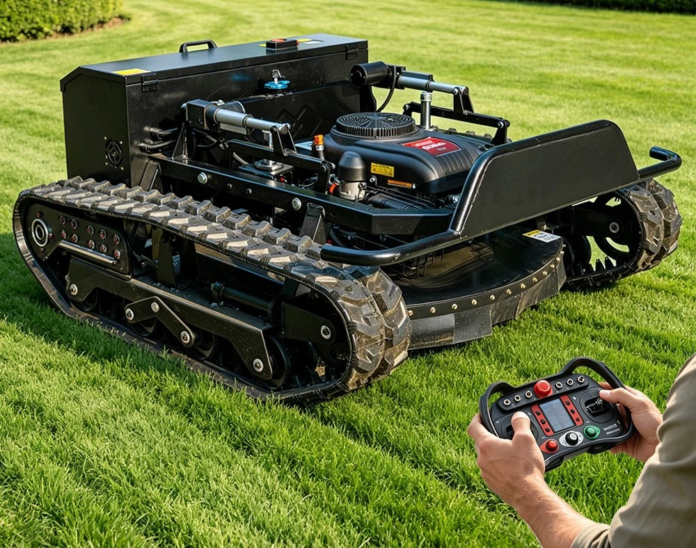 Off-Road High-Horsepower Remote Control Flail Mower, 80cm Cutting Width Di esel Grass Shredder, Farm Land Reclamation Machine