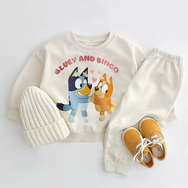 Brand Sweatshirts Sets Infant Girls Simple Casual Loose Hoodies Cotton Trousers 2pcs Child Boys Fashion Simple Long Sleeve Suit