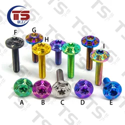 TS 10pcs motorcycle M5/M6/M8*10/15/20/25/30/35/40 /45/50titanium alloy screws plum blossom UFO drive cover screw D:16mm,