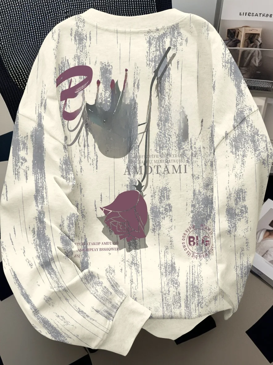 

ex Tie Dye круглый Ne Толстовка Верхняя одежда Street Sle Повседневная мода Весна Осень Универсальный свободный крой Длинный све