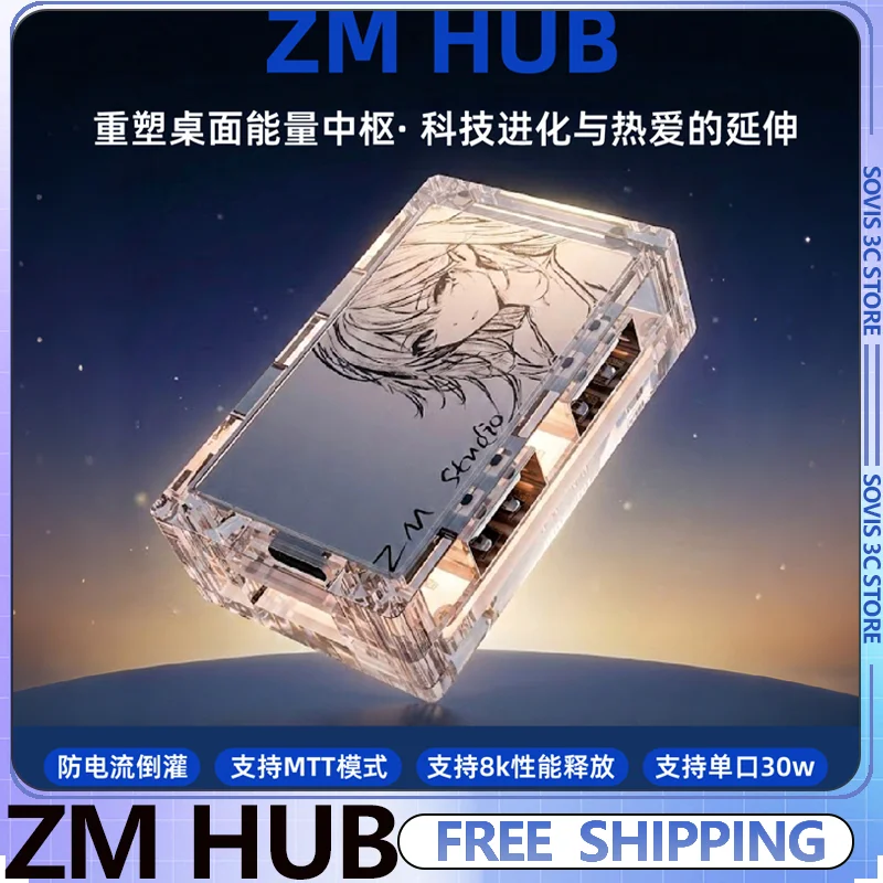 IMK ZM HUB 8K docking station 2-in-3 USB 2.0 Regulated Power Supply Transparent docking station Gaming accessories