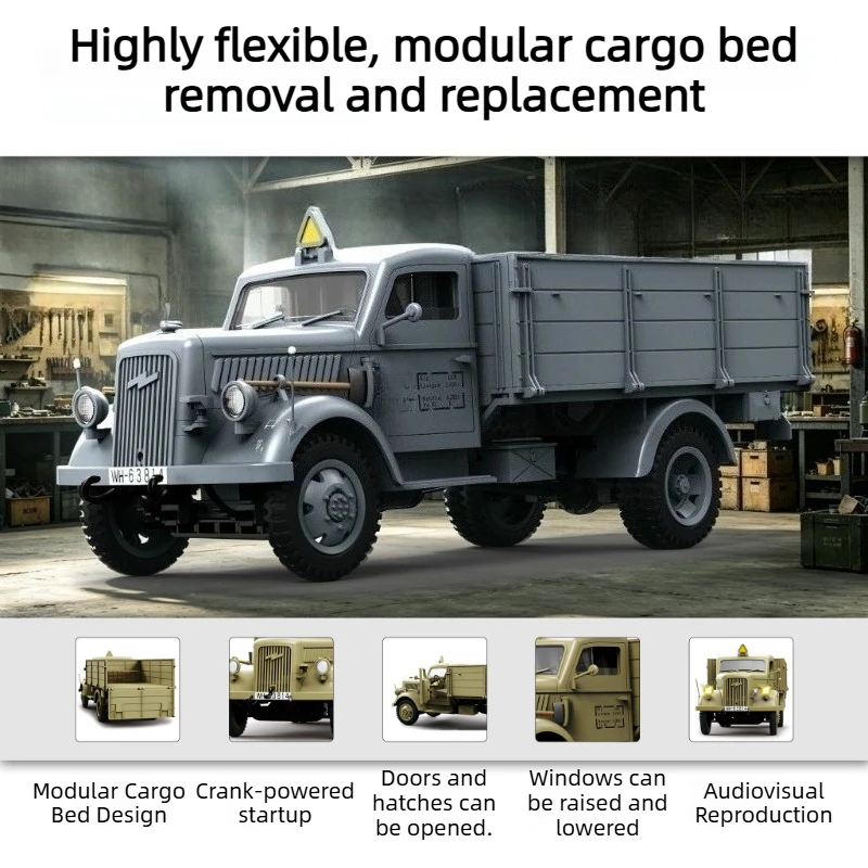 1/16 4x2 Vintage Military RC Truck Realistic Scale Model Electric Toy Car Hobby Collectible Vehicle Gift for RC Model Lovers