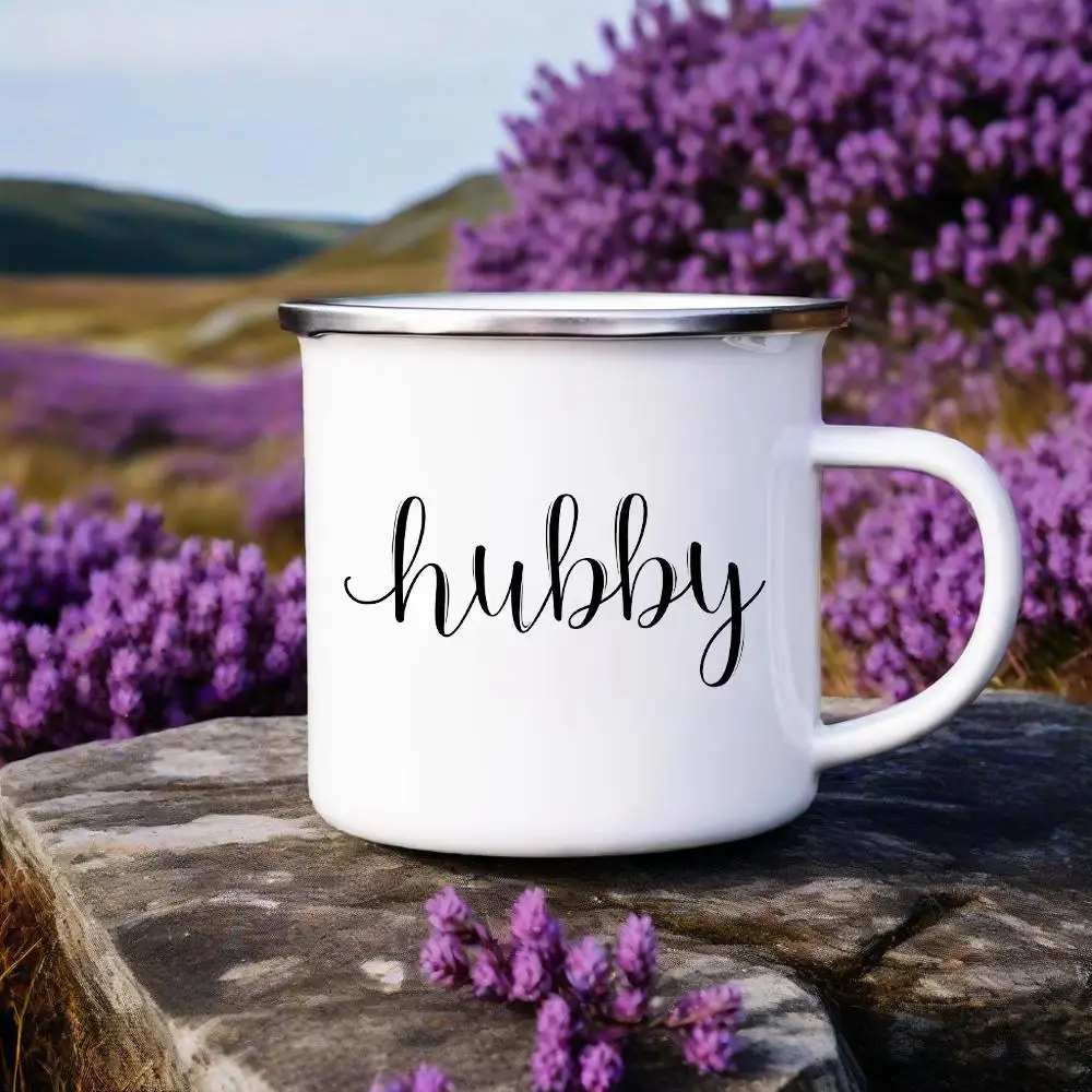 

Girlfriend Fiancee Wife&boyfriend Fiance Husband Couples Creative Enamel Mugs Outdoor Travel Camping Bonfire Coffee Water Cups