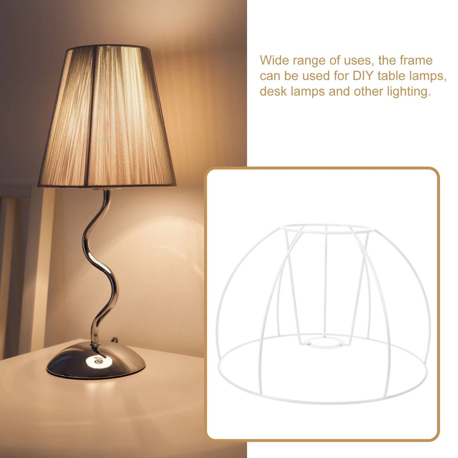 

Metal Lamp Diy Chandelier Cage Wire Accessories Sturdy Wear-Resistant Table Lampshade Bracket Easy Install Decorative Desk Cage