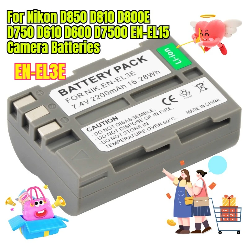 

2200mAh For Nikon D850 D810 D800E D750 D610 D600 D7500 EN-EL15 Camera Batteries