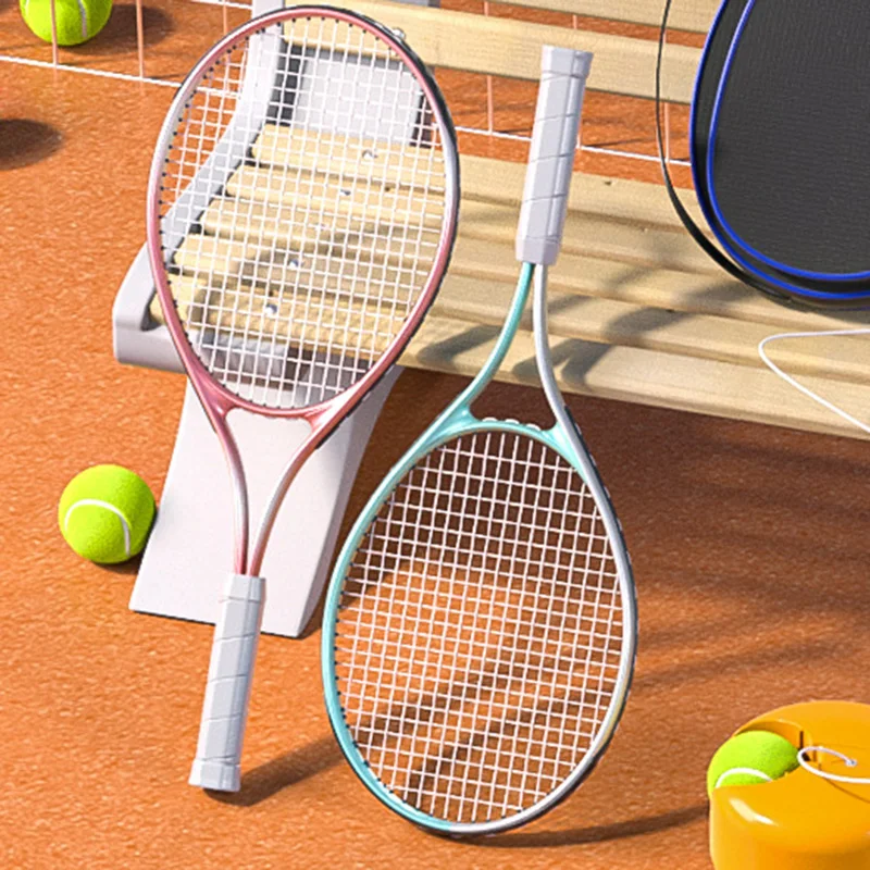 Single Rebound Aluminum Alloy Tennis Racket For Adults Training Device Sports Youth Games Outdoor for Beginner High Quality