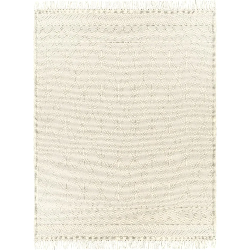 Wool Rugs,8' X 10'，Area Rug, Cream White Carpet for Living Room, Bedroom or Kitchen，Carpeting