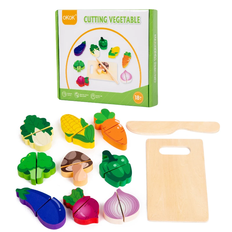 Simulação de cozinha fingir brinquedo de madeira montessori brinquedo educativo para crianças presente corte frutas vegetais conjunto comida