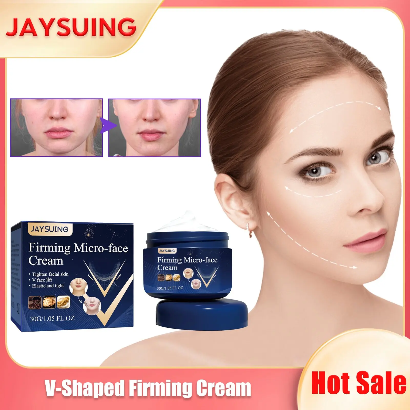 V Shaped Cream Anti Masseter Muscle Remove Double Chin Face Fat Burning Anti-Aging Wrinkle Removal Massage Lifting Firming Cream