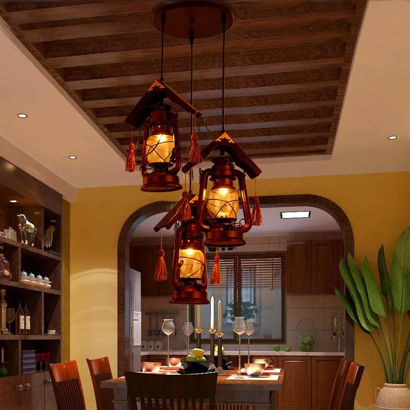 

Chinese antique personalized nostalgic chandelier wrought iron horse lamp restaurant bar chandelier B & B inn