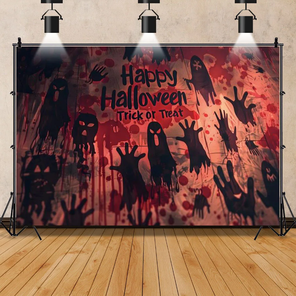 Happy Halloween Backdrop Trick or Treat Horror Bloodiness Photography Background Zombie Party Decoration Photo Studio Props