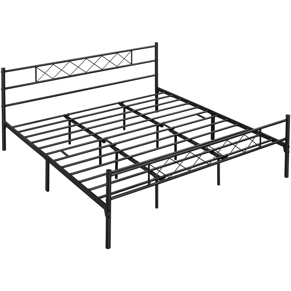 Bed Bases, King Metal Slatted Bed Frame with Headboard & Footboard for Bedroom, Black, bed Base