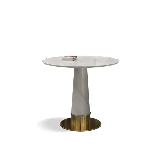 

Italy Modern Light Luxury Style Wood Color Marble Top Metal Bottom Coffee Table Hotel Living Room Bedroom Meeting Room