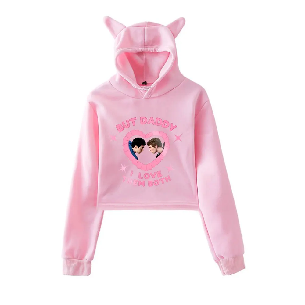 

Толстовка с капюшоном и логотипом Heated Rivalry, винтажный стиль 90-х, уличная мода, укороченная, с кошачьими ушками, для девочек, спортивный пуловер