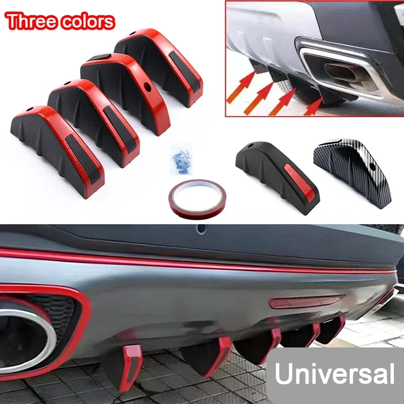 Universal Car Rear Bumper Carbon Fiber Triangular Diffuser Spoiler Protector Carbon Fiber Chassis Lip Decoration Cars Accessorie