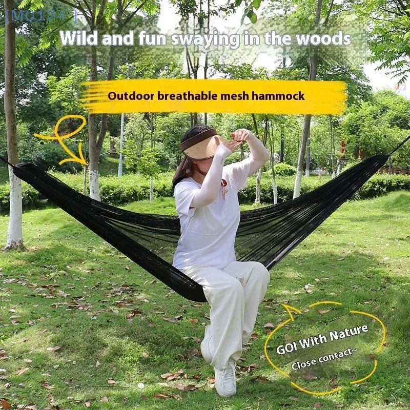 

Outdoor Camping Swing Hammock Sturdy Portable Breathable Mesh Ice Silk Hammock Bed Hang Cooling Hammock For Garden