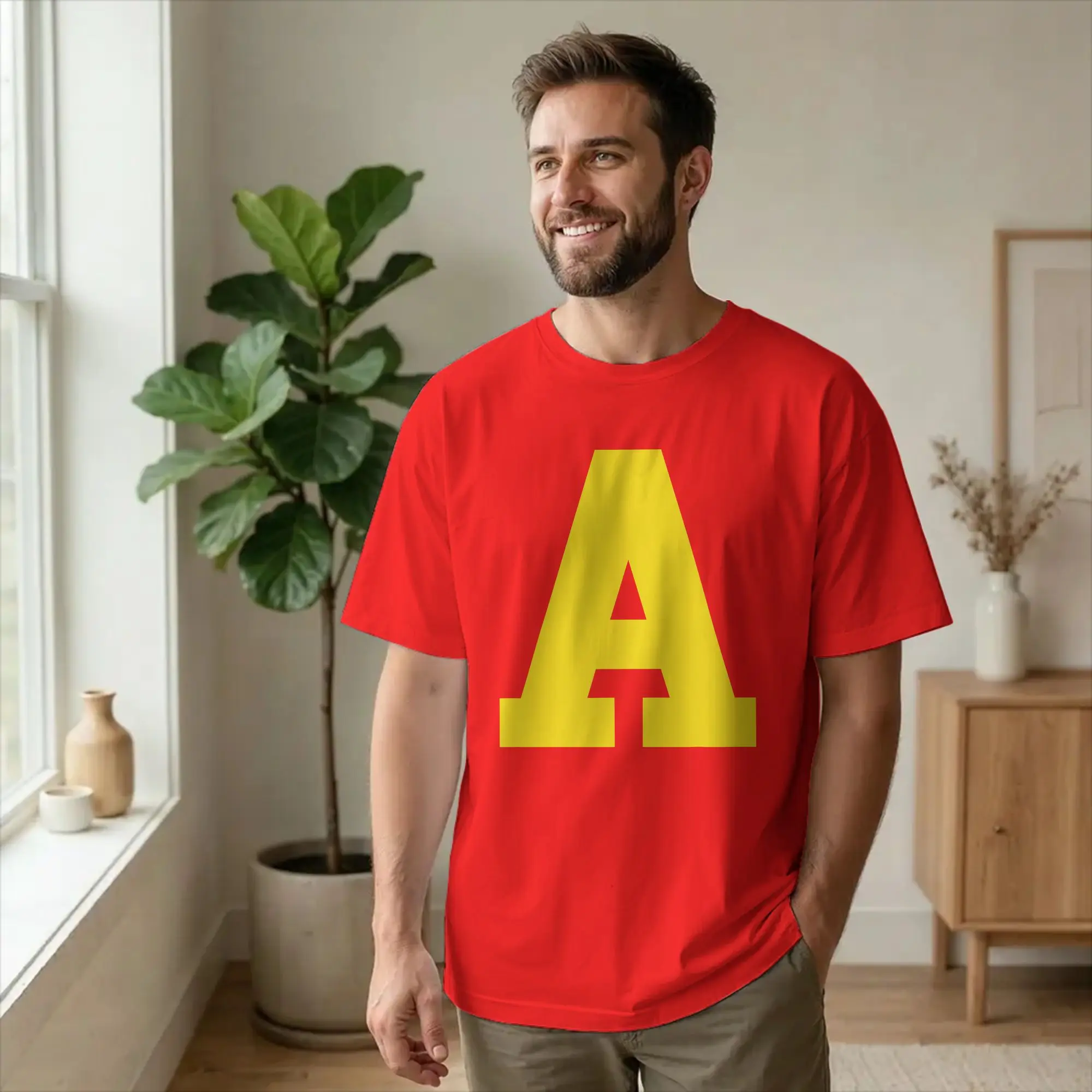 Letter A Chipmunk Group Halloween Cosplay Men's T Shirt Team Costume Vintage Tees Round Collar T-Shirts Cotton Big Size Clothing