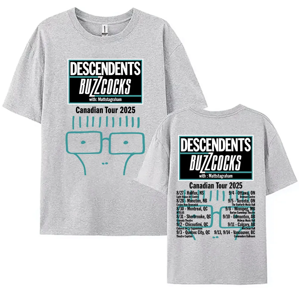 أحفاد الجدد يحصلون Buzzcocks للجولة الكندية 2025 تي شيرت الرجال ملابس قصيرة الأكمام الصيف القطن بلايز الفرقة الجرافيك طباعة