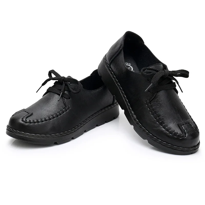 Leather Women's Shoes Casual Slip-on Loafers Ladies Casual Shoes Black Moccasins Sneakers Comfortable Flat Shoes