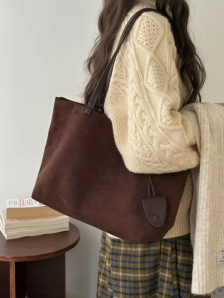 

CGCBAG Винтажные замшевые роскошные сумки-тоут для женщин, брендовые дизайнерские сумки на плечо, простые женские сумки большой вместимости для поездок на работу