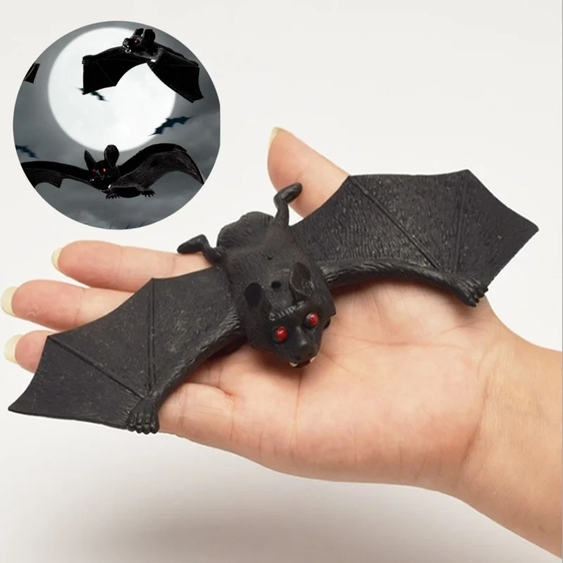 Simulation Bat TPR Soft Rubber Halloween Prank Animal Model Scary Pendant Rubber Bat Venue Decoration Props April Fool's Toys