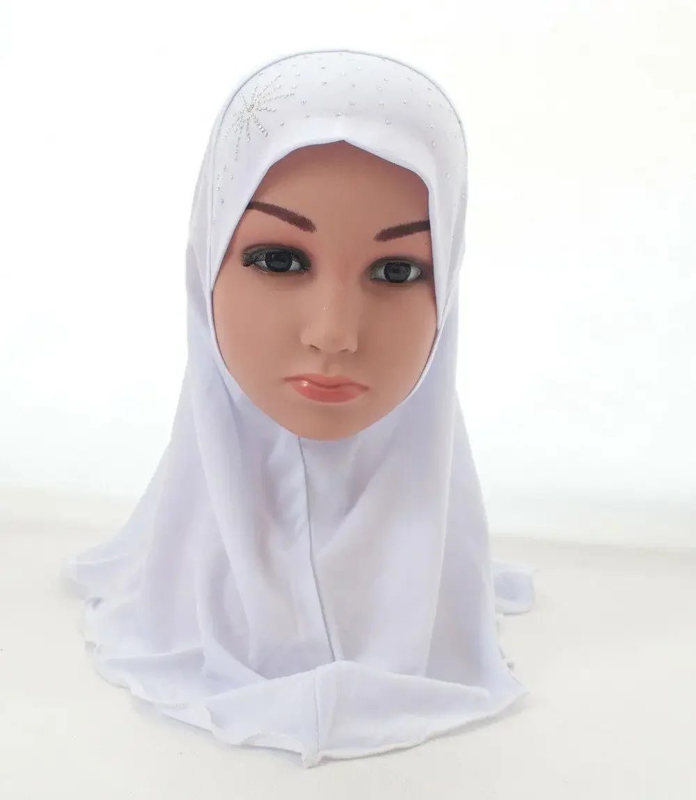 Foulard Hijab Arabe Musulman avec Strass pour Enfant Fille de 2 à 6 Ans, Châle, Bonnet, Écharpe Islamique