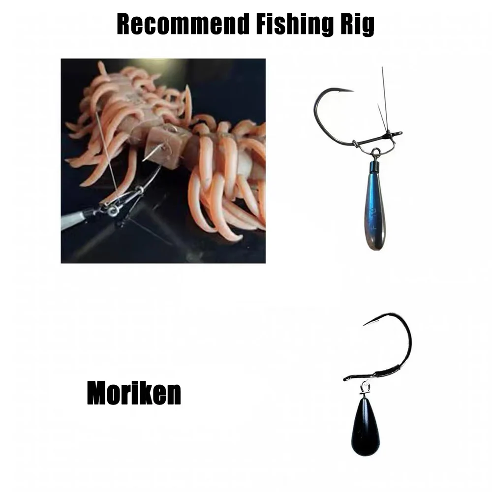 1 Stück, 3 Stück, 11 cm, 10 g, doppelter Kopf mit wackelnden Tentakeln, behaarter Spinnenköder, schwimmender, weicher Köder aus Kunststoff, flexibler Köder für Barsch, Hecht und Forelle. – Detail 6
