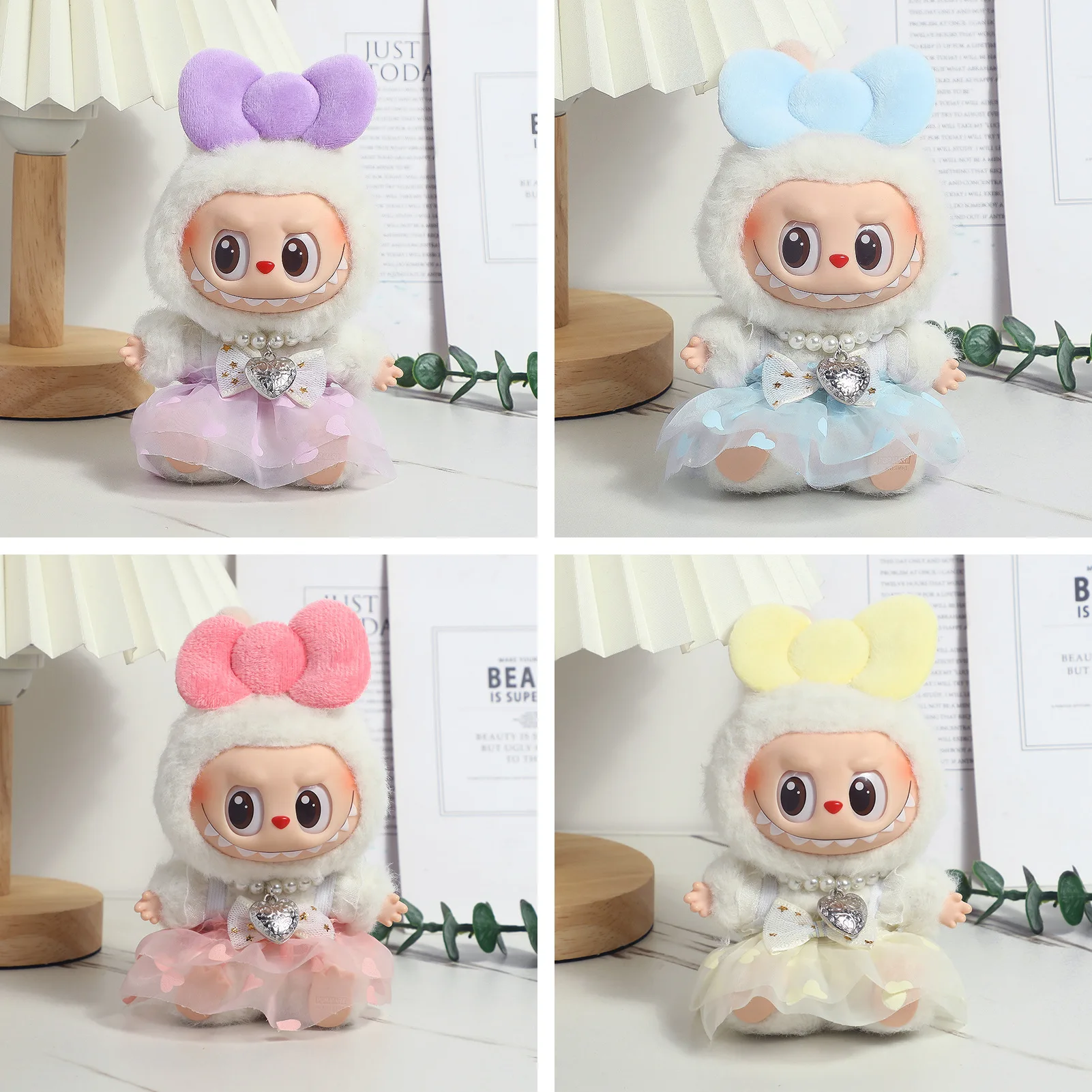 

Labubu Doll Clothes 1st-3rd Gen Vinyl Doll Skirt Pearl Necklace Hair Accessories Labubu Outfit Accessories